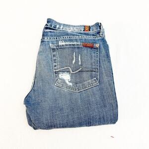 7 For All Mankind Roxanne Ripped Denim Jeans Dark Wash Size 27